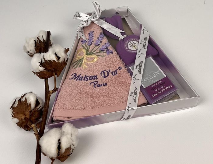 Подарунковий кухонний рушник+мило саше Maison D'or "New lavander" Rose