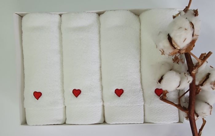 Рушники Maison D'or 4шт Micro Love Set White - Red