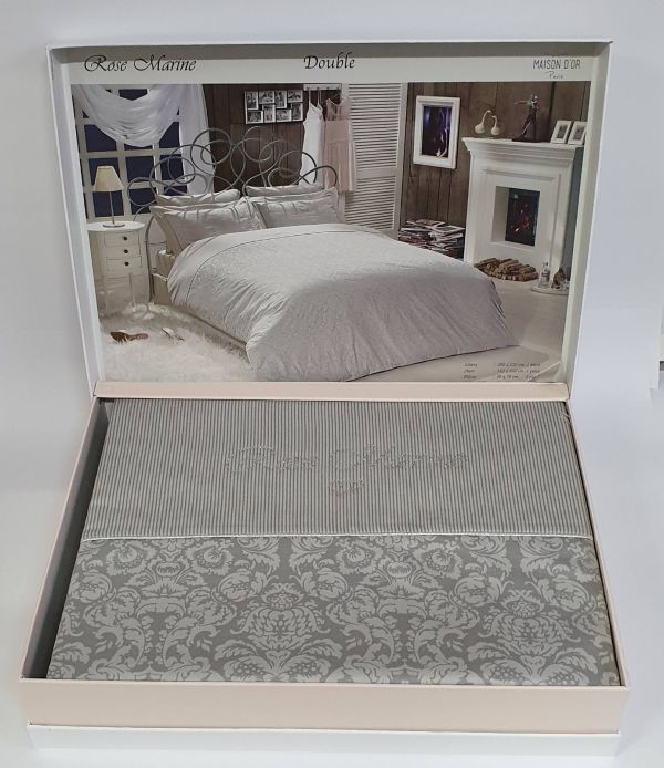 Постільна білизна Maison D'or сатин сімейна Rose Marine Grey