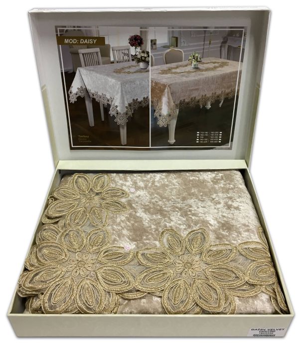 Скатертина Велюр Acme Tekstil 110x160 Daisy Cappicino