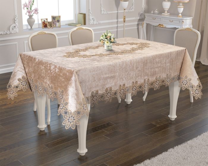 Скатертина Велюр Acme Tekstil 110x160 Daisy Cappicino