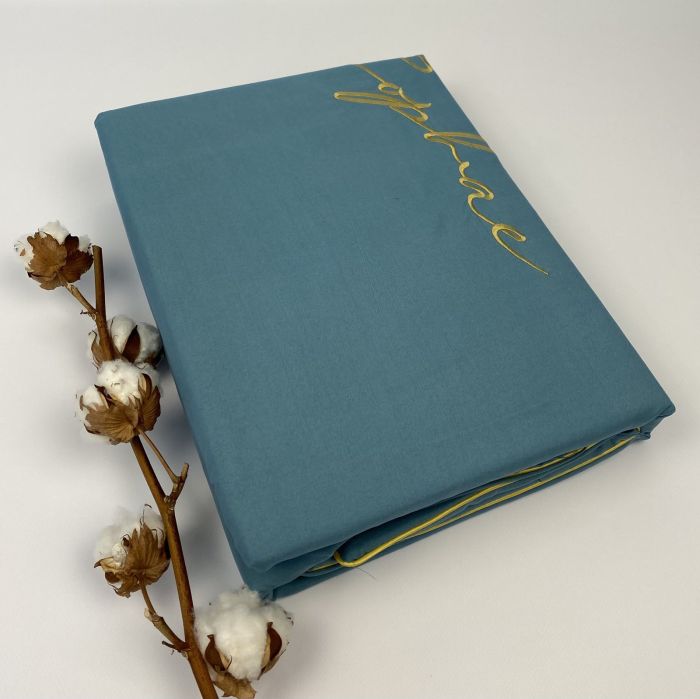 Постільна білизна Koloco сатин з вишивкою 150x210 см Blue
