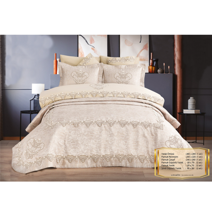 Набір покривало + постільна білизна Ayberk Dilan Ceyiz Bej