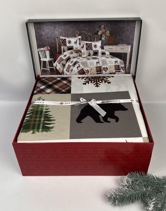 Постільна білизна Belizza фланель 200x220 Christmas 1