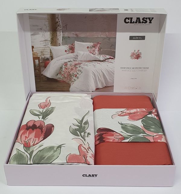 Постільна білизна CLASY ранфорс 200x220 см ALIN V1 KIRMIZI