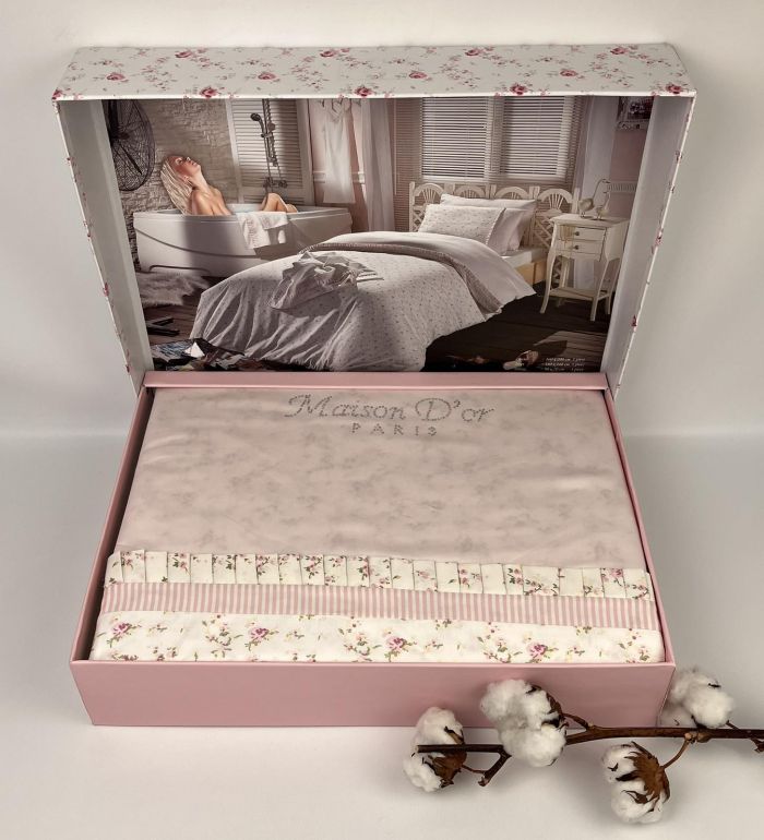 Постільна білизна Maison D'or сатин 160х220 Roses Pink