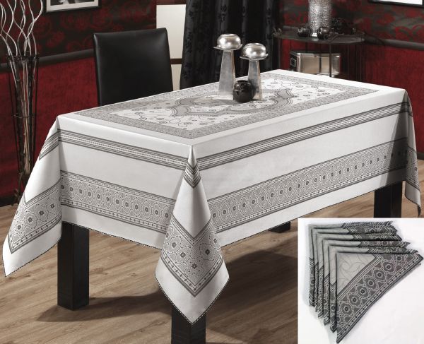 Скатертина Sagol тефлон 160x400 St-052 Grey + 10 серветок 45 см *