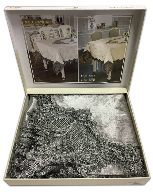 Скатертина Велюр Acme Tekstil 160x300 Payidar Silver