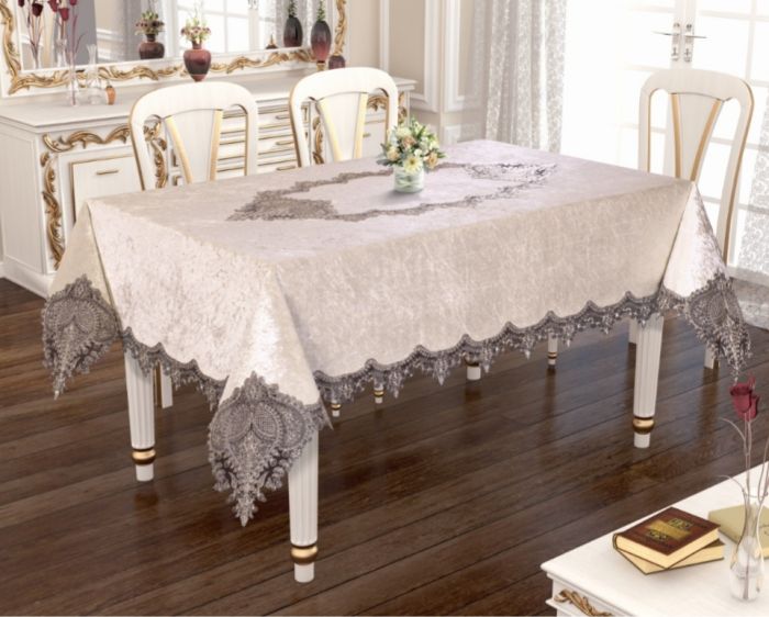 Скатертина Велюр Acme Tekstil 160x300 Payidar Silver