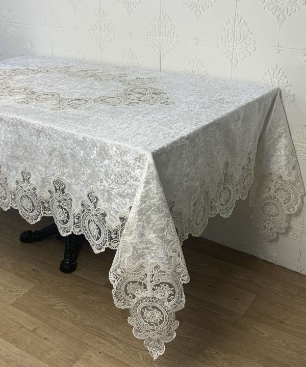 Скатертина Велюр Acme Tekstil 160x220 Lux Rose Krem PVS