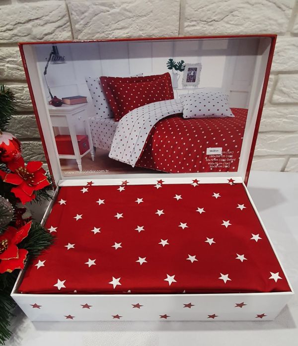 Постільна білизна Maison D'or сатин 160х220 Stars Red