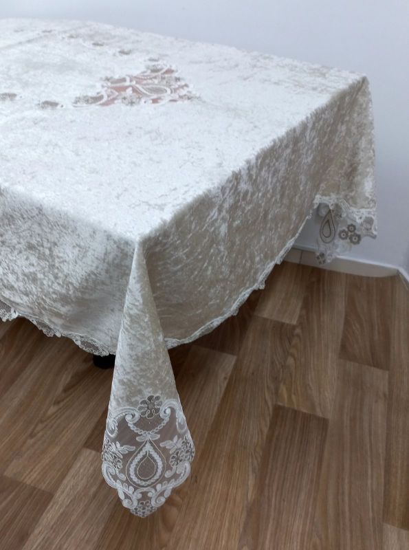 Скатертина Велюр Acme Tekstil 160x220 Damla Cappucino PVS