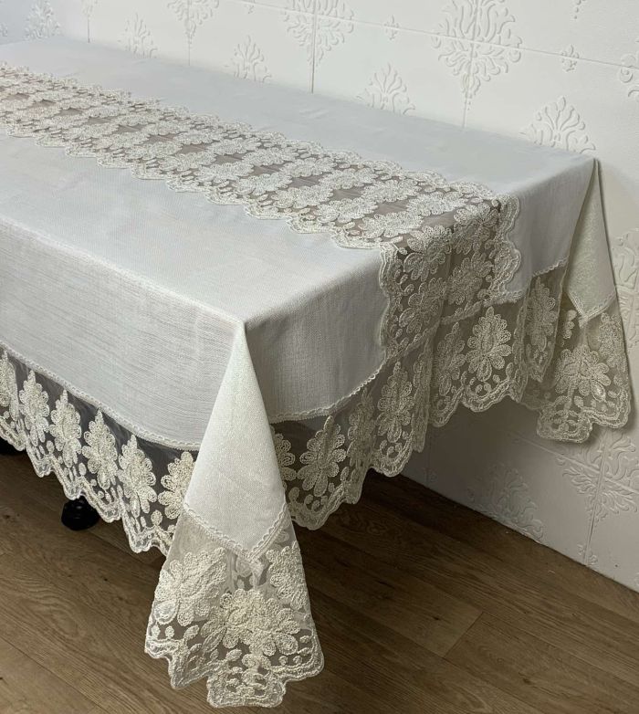 Скатертина Acme Tekstil 160x220 Vineyard Krem PVS