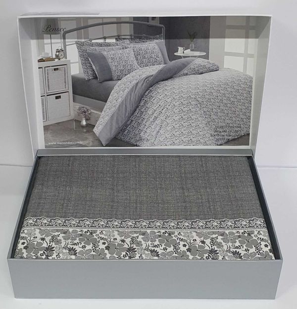 Постільна білизна Maison D'or ранфорс Pensee 200х220 Dark Grey