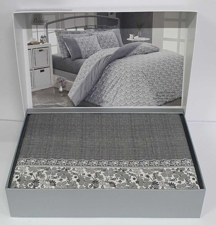 Постільна білизна Maison D'or ранфорс Pensee 200х220 Dark Grey