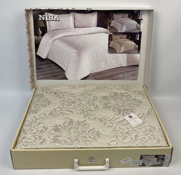 Покривало Moda Box 240х260 з наволочками Nisa Krem