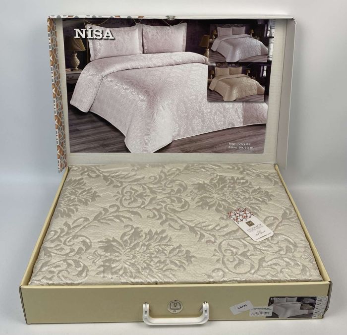 Покривало Moda Box 240х260 з наволочками Nisa Krem