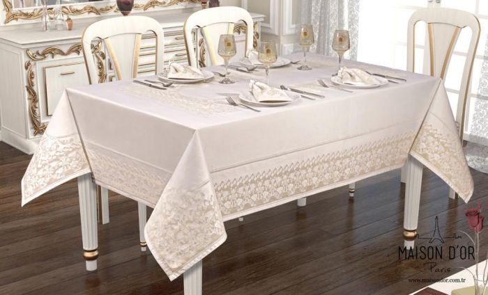 Скатертина Set Maison D'or 160х270+6psc Palmer White-Beige