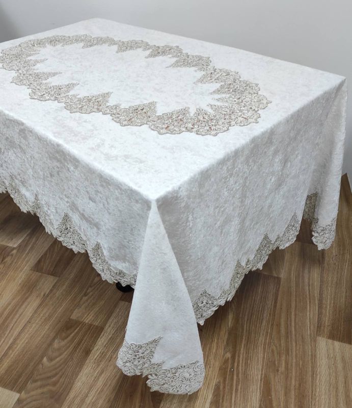Скатертина Велюр Acme Tekstil 160x300 Quenn Krem PVS