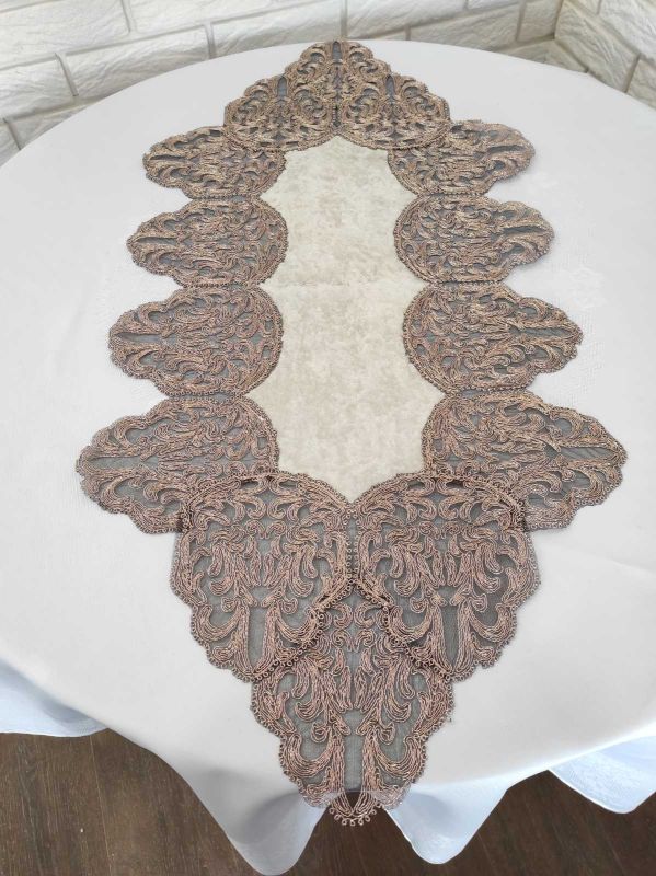 Доріжка велюрова Acme з мереживом 50*140 Harem Cappicino