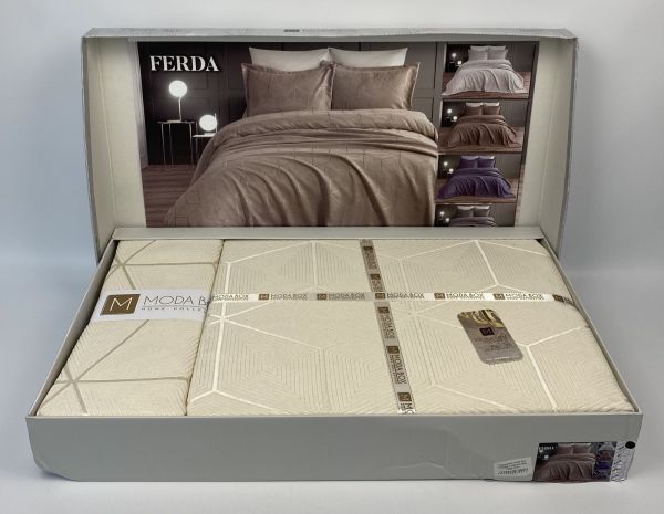 Покривало Moda Box 240х260 з наволочками Ferda Krem