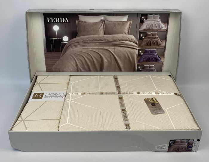 Покривало Moda Box 240х260 з наволочками Ferda Krem
