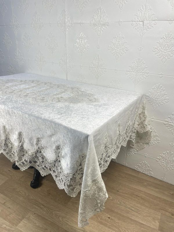 Скатертина Велюр Acme Tekstil 160x300 Lisa Krem PVS