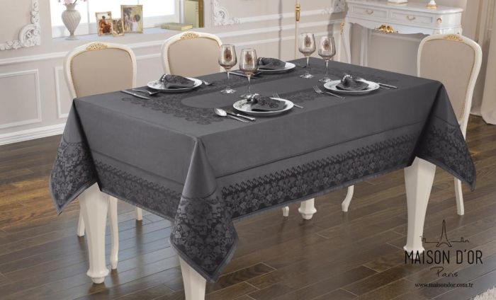 Скатертина Set Maison D'or 160х320+8psc Palmer Grey-Black