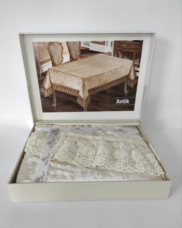 Скатертина Велюр Maison Royale 160x260 ovale Antik Cream