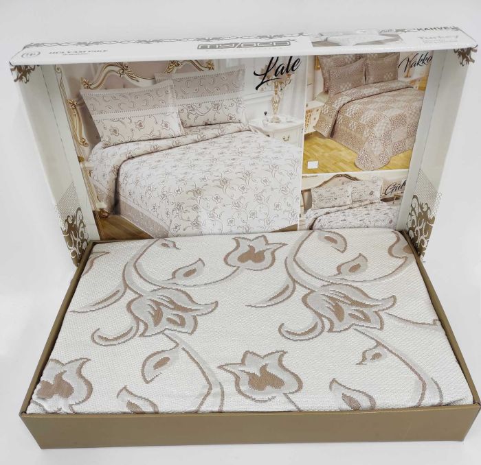 Покривало My Bed Жакард 240x260 з наволочками Lale Kahve