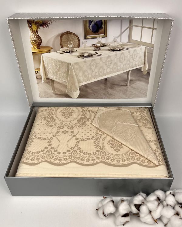 Скатертина Set Maison D'or 160x270+150x260+8pcs+8psc Marinella T.Cloth Beige