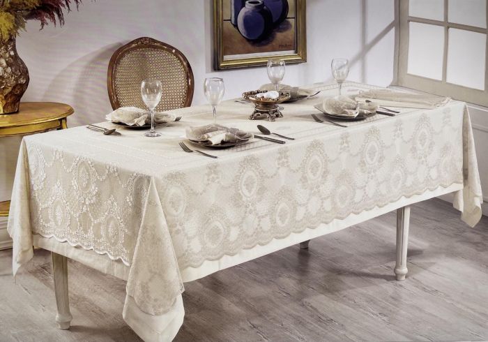 Скатертина Set Maison D'or 160x270+150x260+8pcs+8psc Marinella T.Cloth Beige
