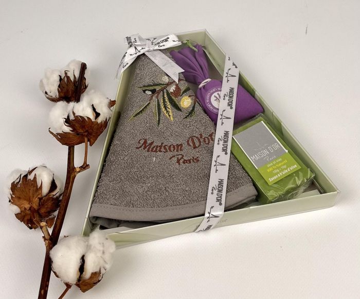 Подарунковий кухонний рушник+мило саше Maison D'or "Olive" Grey