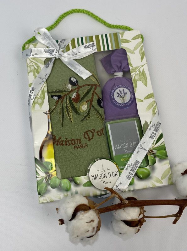 Подарунковий кухонний рушник+мило саше Maison D'or "Lavander" New Olive