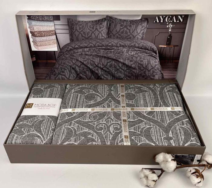 Покривало Moda Box 240х260 з наволочками Aycan Anthracite