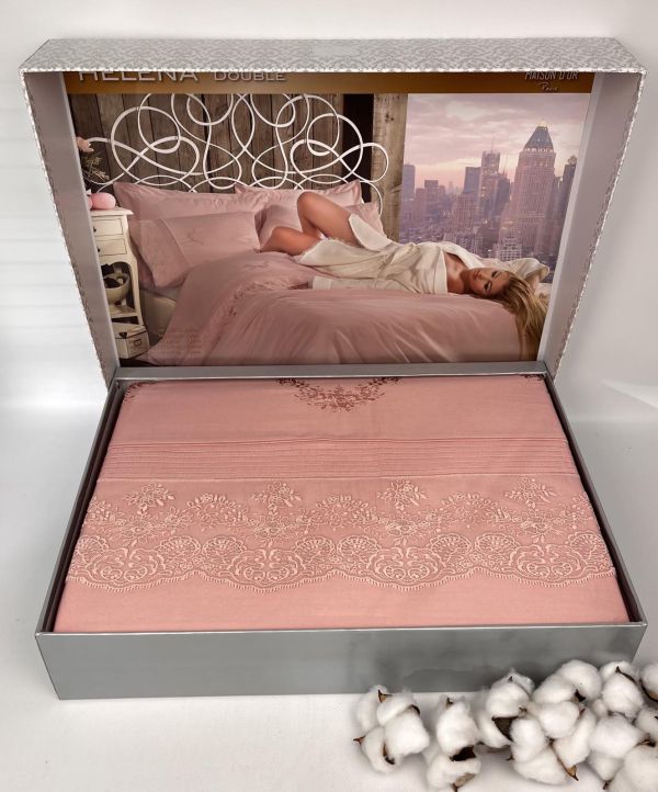 Постільна білизна Maison D'or сатин з мереживом 200х220 Helena Rose