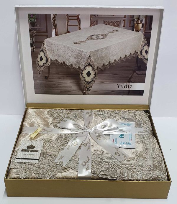 Скатертина Велюр Maison Royale 160x350 Yildiz Cappucino