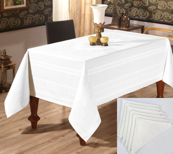 Скатертина Sagol тефлон 160x350 St-052 White + 10 серветок *