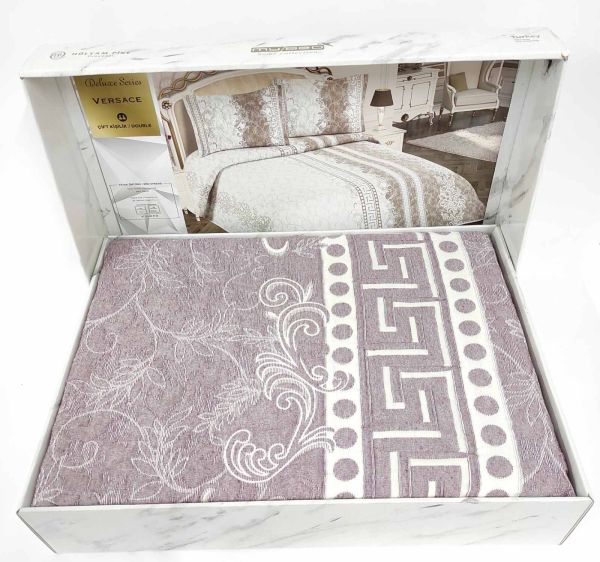 Покривало My Bed Жакард 240x260 з наволочками Versace Powder