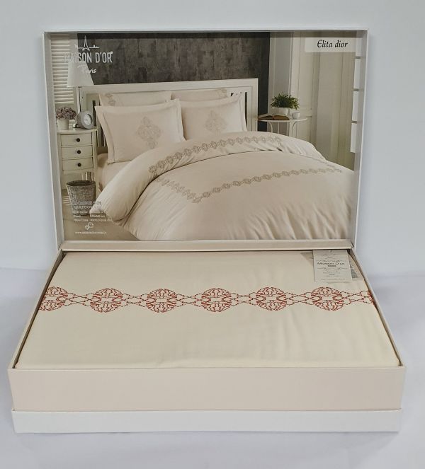 Постільна білизна Maison D'or сатин з вишивкою 200x220 Elita Dior Brown