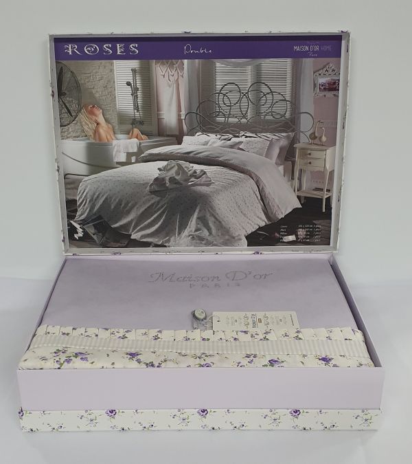 Постільна білизна Maison D'or сатин 200х220 Roses Lila