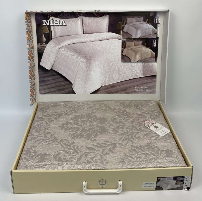 Покривало Moda Box 240х260 з наволочками Nisa Bej