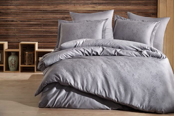 Постільна білизна Saheser Jacquard Vip Satin 200X220 Flower Gri