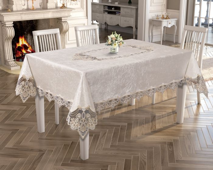 Скатертина Велюр Acme Tekstil 160x300 Melisa Krem PVS
