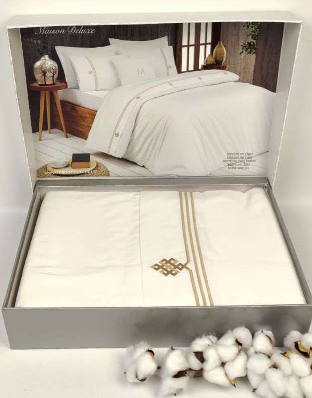 Постільна білизна Maison D'or Deluxe сатин з вишивкою 200х220 Beige