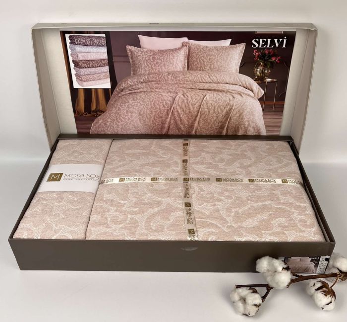 Покривало Moda Box 240х260 з наволочками Selvi Pudra