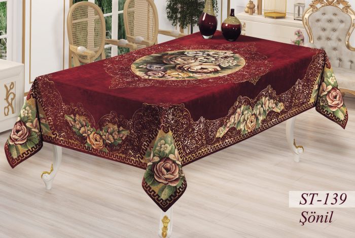 Скатертина велюрова Sagol 160х300 St-139 V-4 Bordo