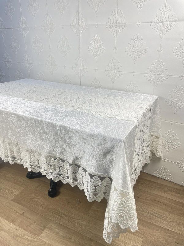 Скатертина Велюр Acme Tekstil 160x300 Lux Queen Krem PVS