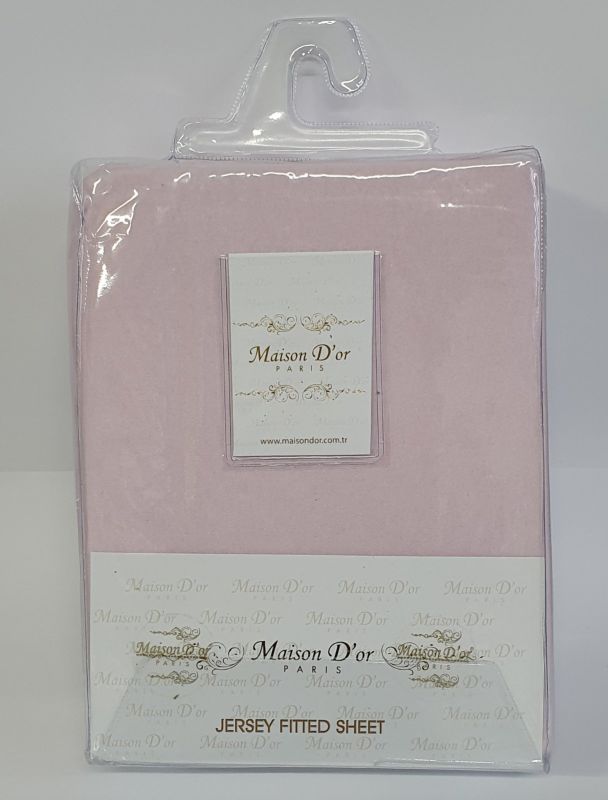 Простирадло на резинці 220x240 трикотаж з наволочками Maison D'or Pink