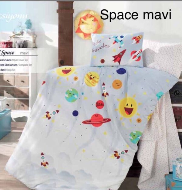 Постільна білизна Altinbasak ранфорс 100x150 см Space mavi